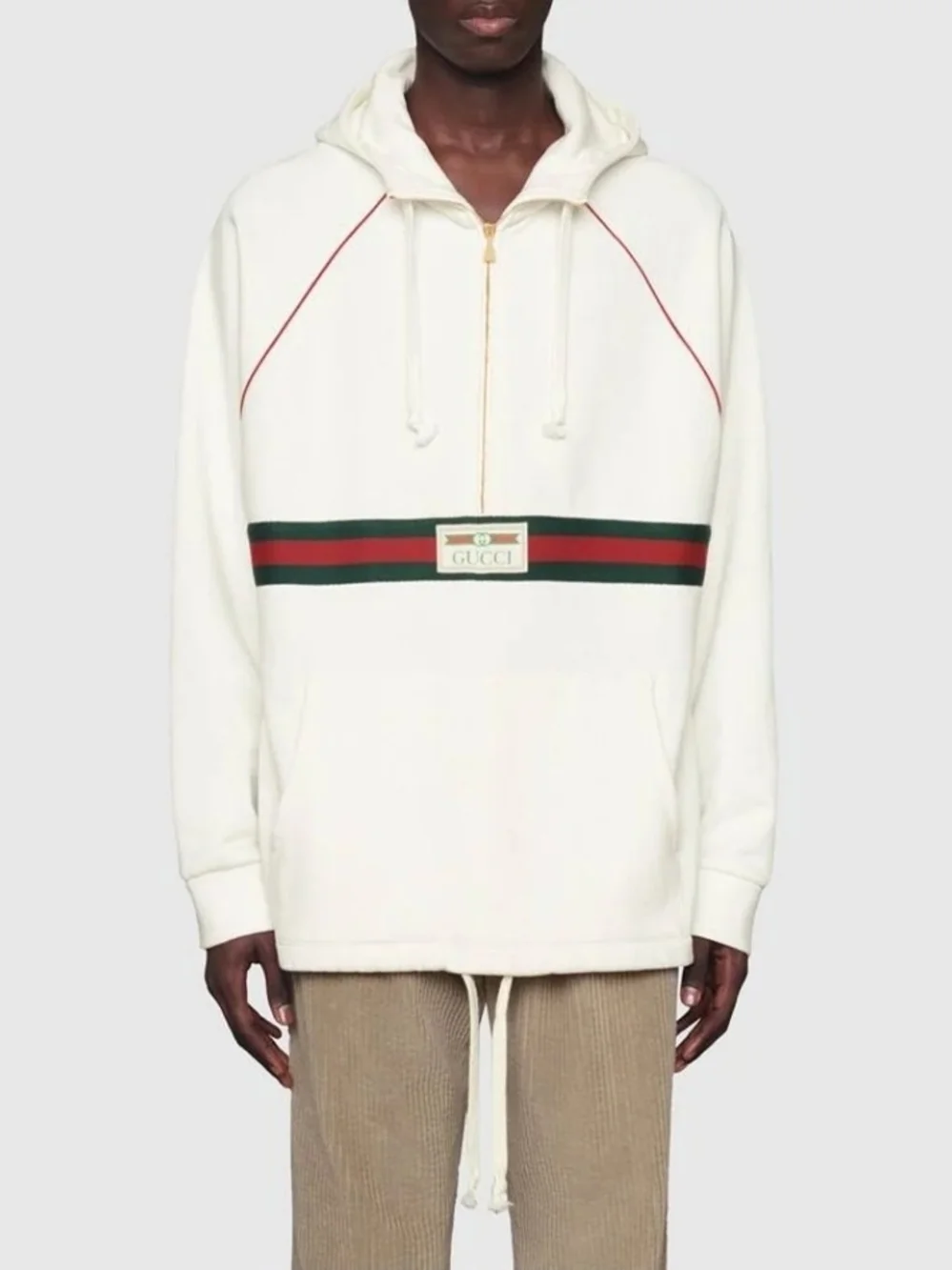 Gucci Hooded Zip Pullover with Signature Web Stripe